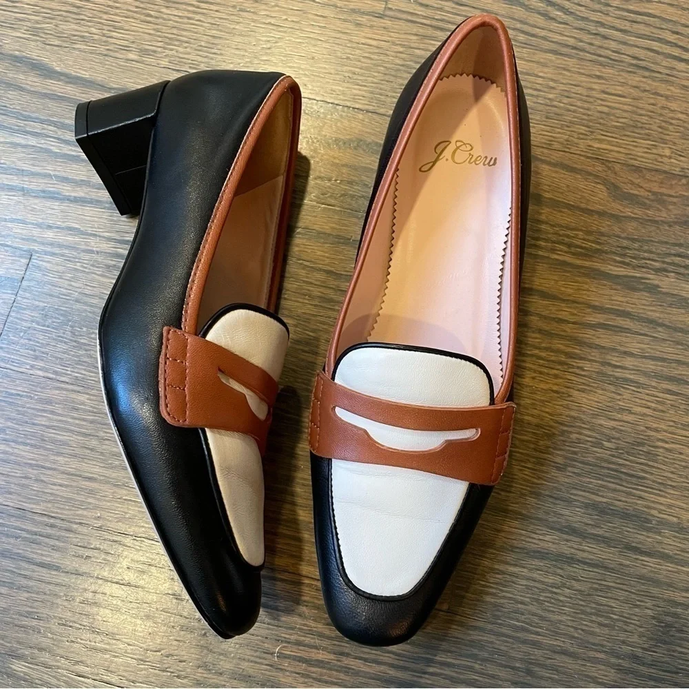 J.Crew Kate Colorblock Loafer Pumps in Leather AQ694